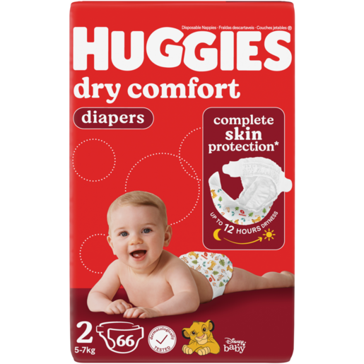 Huggies Dry Comfort Size 2 Disposable Nappies 66 Pack