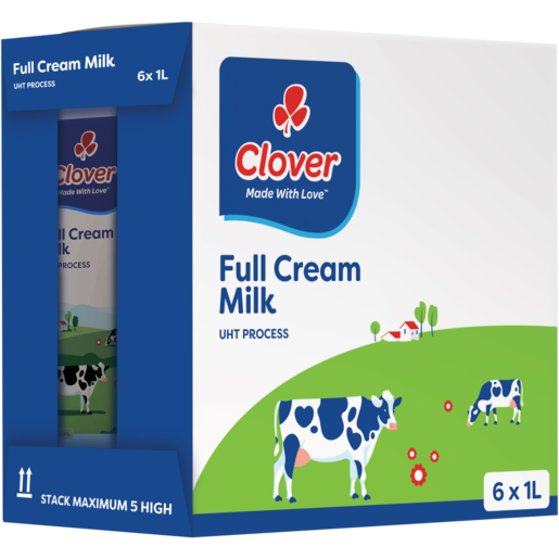 Clover UHT Long Life Full Cream Milk Carton 6 x 1L