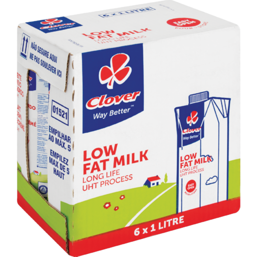 Clover UHT Long Life Low Fat Milk Carton 6 x 1L