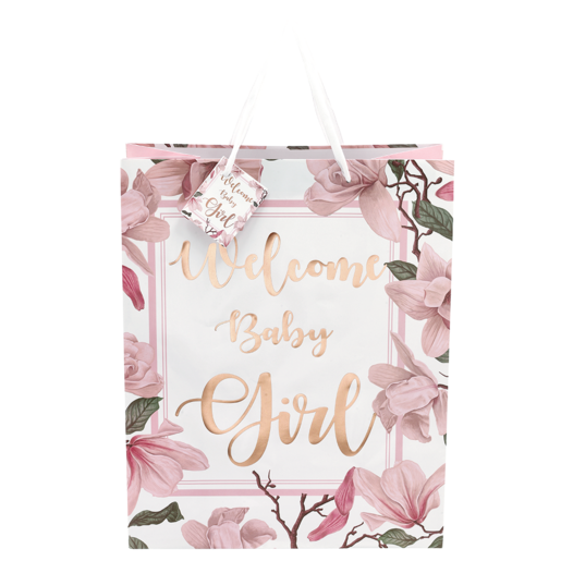 Printed Welcome Baby Girl Large Gift Bag