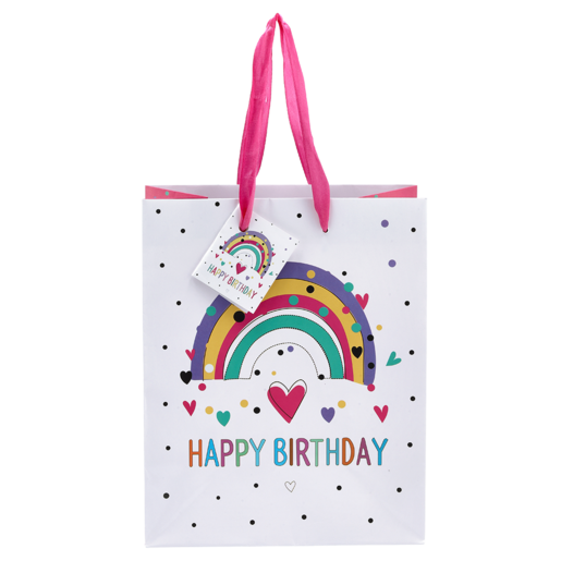 Printed Medium Gift Bag Happy Birthday with Rainbow