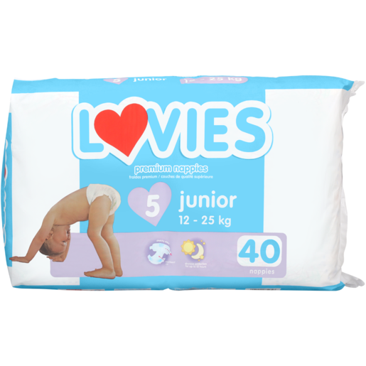 Lovies Junior Premium Nappies 12 - 25kg 40 Pack