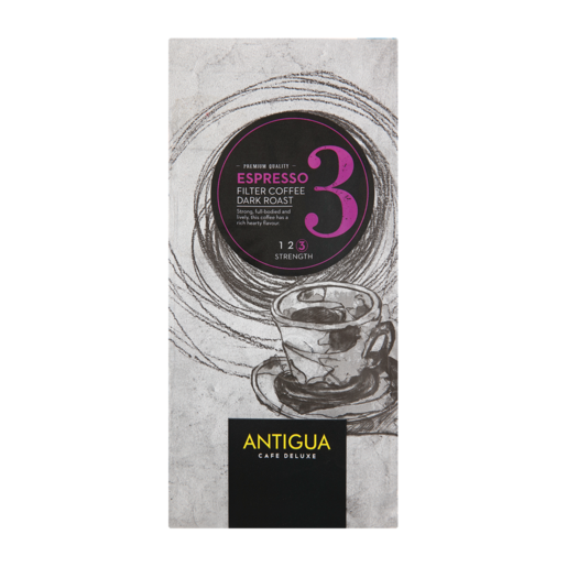 Antigua Café Deluxe Espresso Dark Roast Filter Coffee 250g