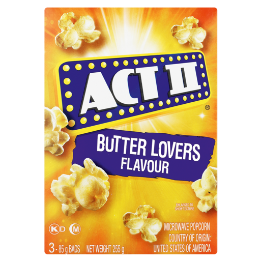 Act II Butter Lovers Flavoured Microwave Popcorn 255g