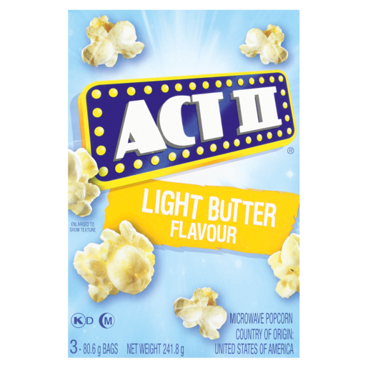 Act II Light Butter Flavoured Microwave Popcorn 242g