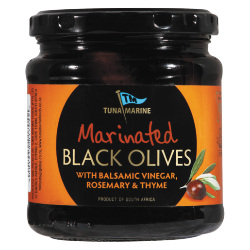Tuna Marine Marinated Black Olives With Balsamic Vinegar, Rosemary & Thyme 280g