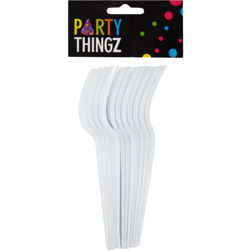 Party Thingz White Plastic Forks 12 Pack