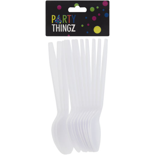 Party Thingz White Plastic Spoons 12 Pack