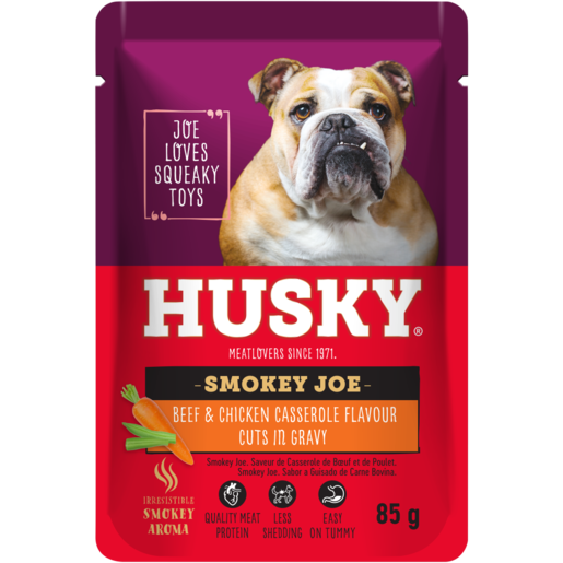 Husky Cuts In Gravy Beef & Chicken Casserole Flavoured Dog Food Pouch 85g