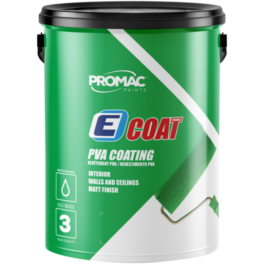 Promac Paints E-Coat PVA Coating Interior Walls & Ceilings Matt White Paint 5L