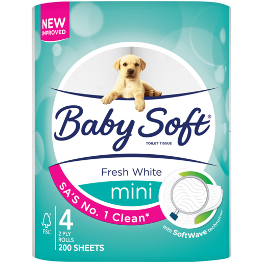 Baby Soft Fresh White 2 Ply Toilet Rolls 4 Pack