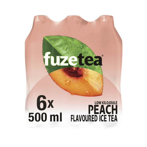 Fuze Low Kilojoule Peach Flavoured Ice Tea Bottles 6 x 500ml
