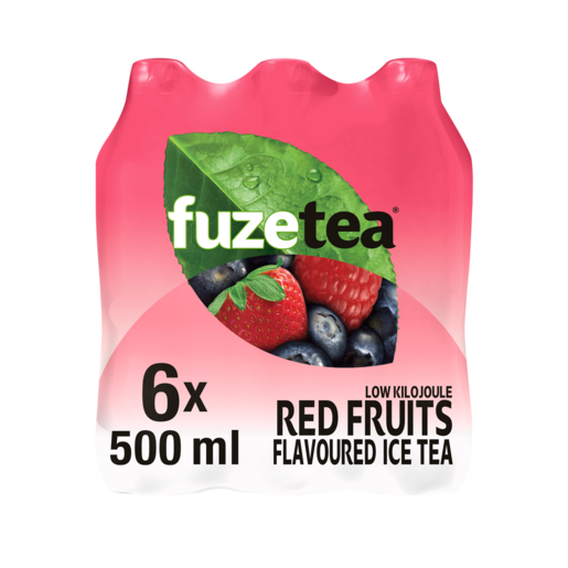Fuze Tea Red Fruits Flavoured Low Kilojoule Ice Tea Bottles 6 x 500ml