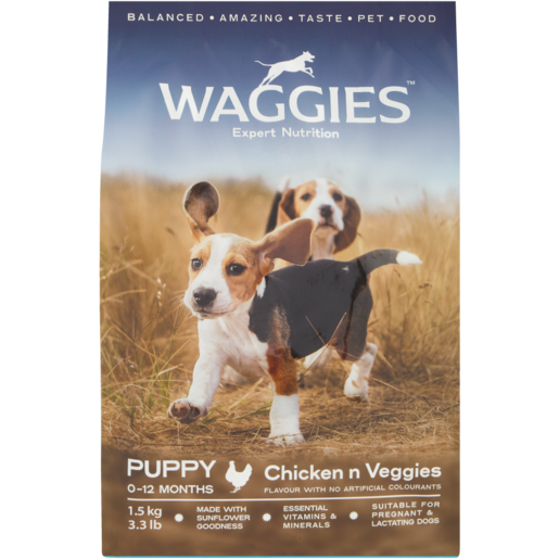 Waggies Puppy Chicken & Vegetables Dog Food 1.5kg
