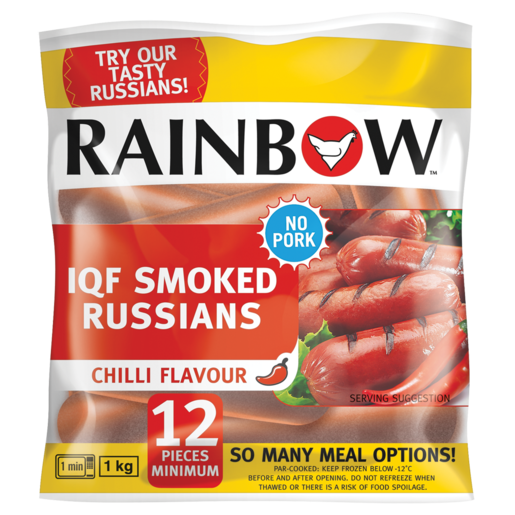 RAINBOW IQF Chilli Flavoured Smoked Russians Pack 1kg