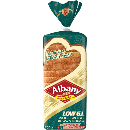 Albany Low G.I. Wholewheat Sliced Brown Bread Loaf 800g
