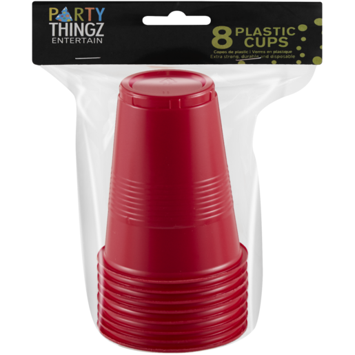 Party Thingz Red Plastic Party Cups 8 Pack