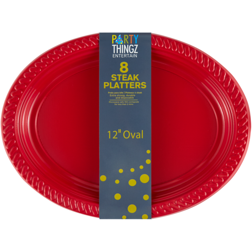 Party Thingz Red Plastic Platter Plates 8 Pack