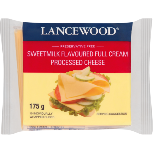 LANCEWOOD Sweetmilk Flavoured Full Cream Processed Cheese Slices 175g