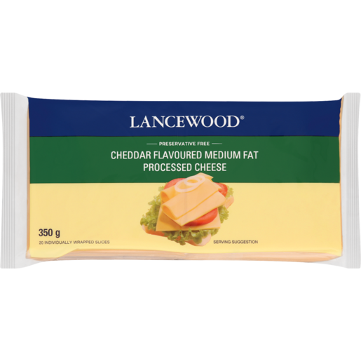 LANCEWOOD Cheddar Flavoured Full Cream Processed Cheese Slices 350g