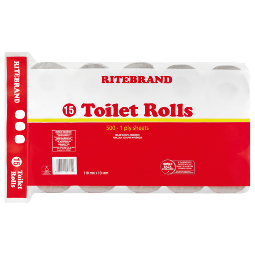 Ritebrand 1 Ply Toilet Rolls 15 Pack
