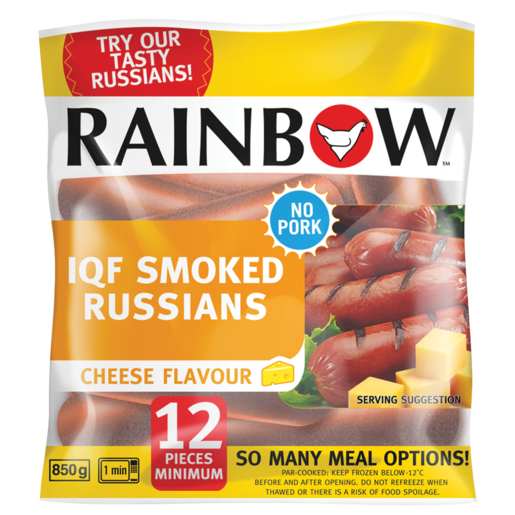 RAINBOW Cheese Flavoured IQF Smoked Russians Pack 850g