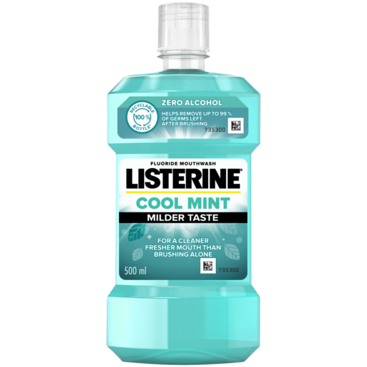 Listerine Less Intense Zero Alcohol Mouthwash 500ml