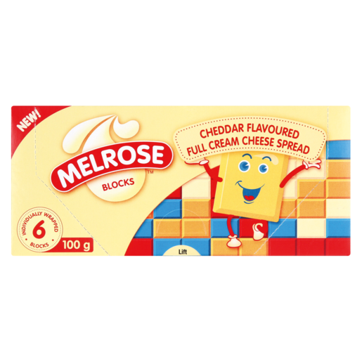 Melrose Blocks Cheddar Flavoured Full Cream Cheese Spread Pack 100g