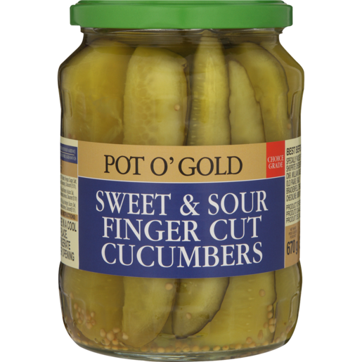 Pot O' Gold Sweet & Sour Finger Cut Cucumbers 670ml