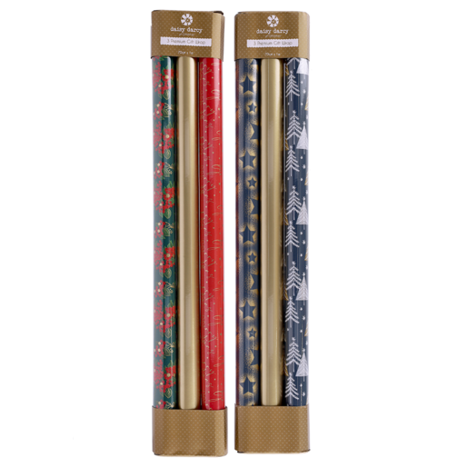 Glamour Christmas Wrapping Paper 1mx70cm 3 Pack (Design May Vary)