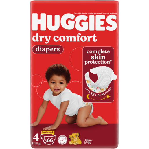 Huggies Dry Comfort Size 4 Disposable Nappies 66 Pack