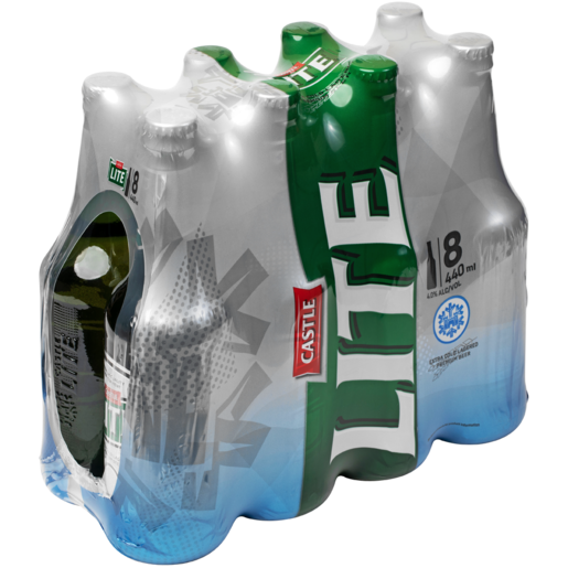 Castle Lite Beer Bottles 8 x 440ml