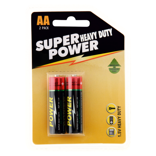Super Power 1.5V Heavy Duty Batteries 2 Pack