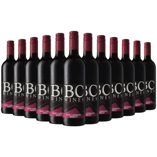 BC Wines Ruby Cabernet - Merlot Red Wine Bottles 12 x 750ml