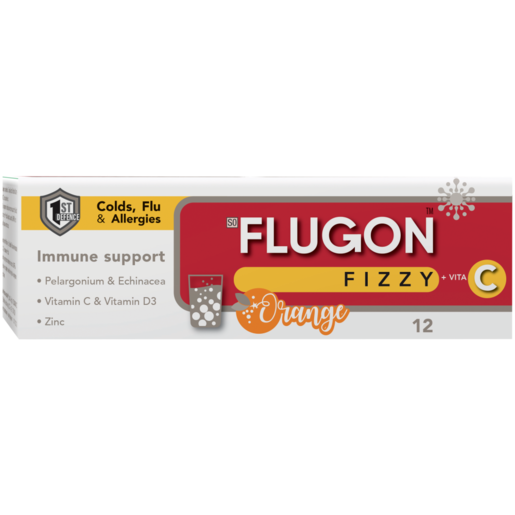 Flugon Fizzy + Vita C Orange Flavoured Tablets 12 Pack