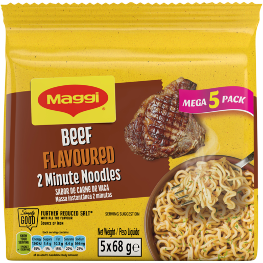 Maggi Beef Flavoured 2 Minute Noodles 5 x 68g