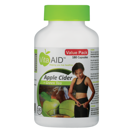 Vita-Aid Apple Cider & Green Tea Weight-Loss Aid Capsules 180 Pack