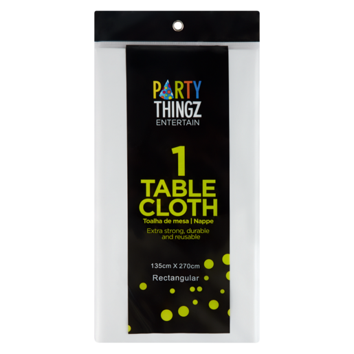 Party Thingz Rectangular White Table Cover 135cm x 270cm