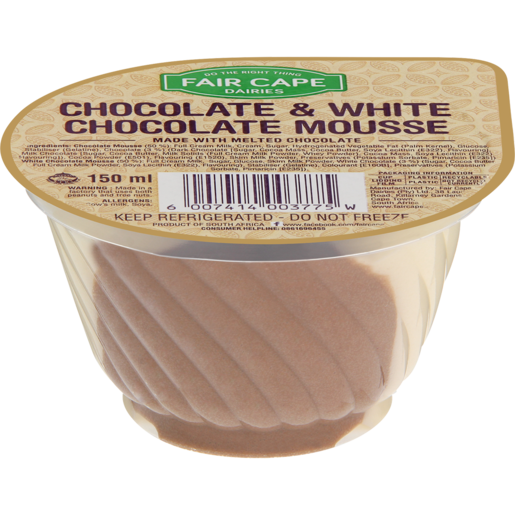 Fair Cape Dairies Chocolate & White Chocolate Mousse 150ml