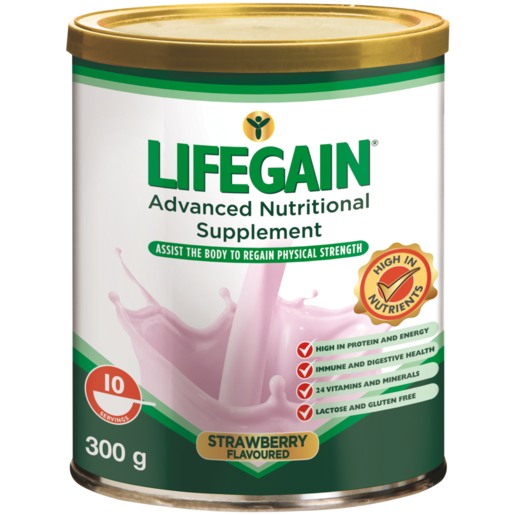 Lifegain Strawberry Flavoured Advanced Nutritional Supplement 300g 