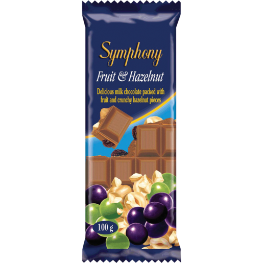 Symphony Fruit & Hazelnut Chocolate Slab 100g