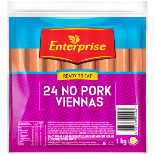 Enterprise Ready To Eat No Pork Viennas 24 Pack