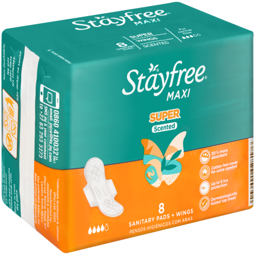 Stayfree Maxi Scented Super For Heavy Flow Wings 8 Pack