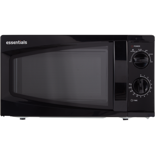 Essentials Black Manual Microwave Oven 20L