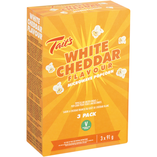 Tait's White Cheddar Flavour Microwave Popcorn 3 x 91g