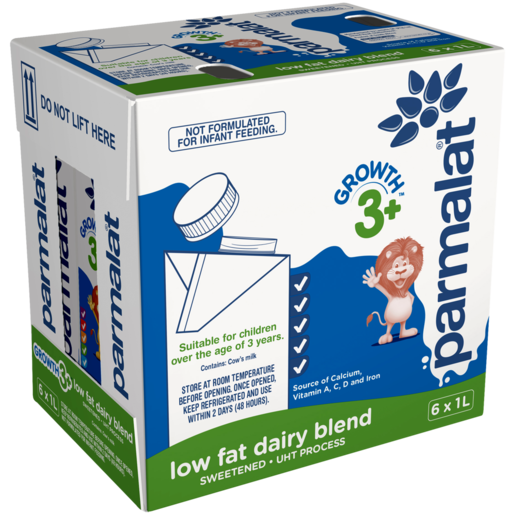 Parmalat Growth 3+ Low Fat Dairy Blend Milk Cartons 6 x 1L