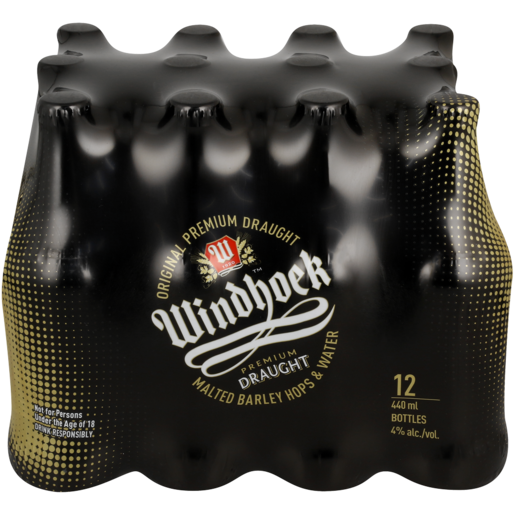 Windhoek Premium Draught Beer Bottles 12 x 440ml