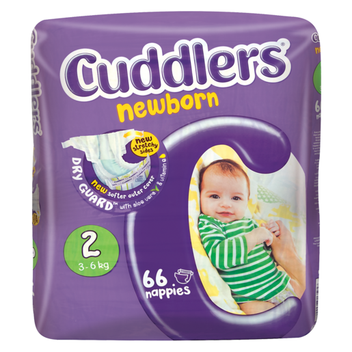 Cuddlers Newborn Size 2 Nappies 66 Pack