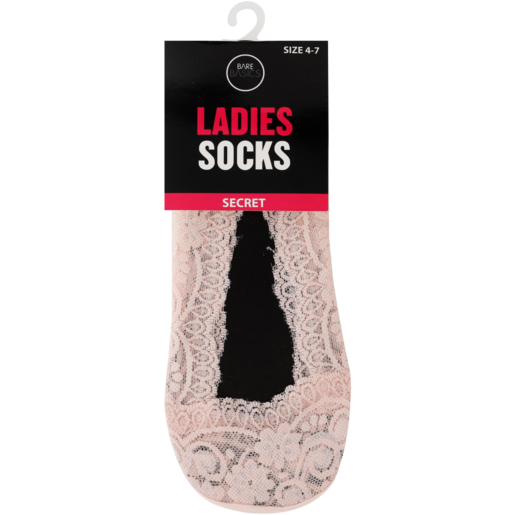 Bare Basics Ladies Nude Lace Secret Socks Size 4-7