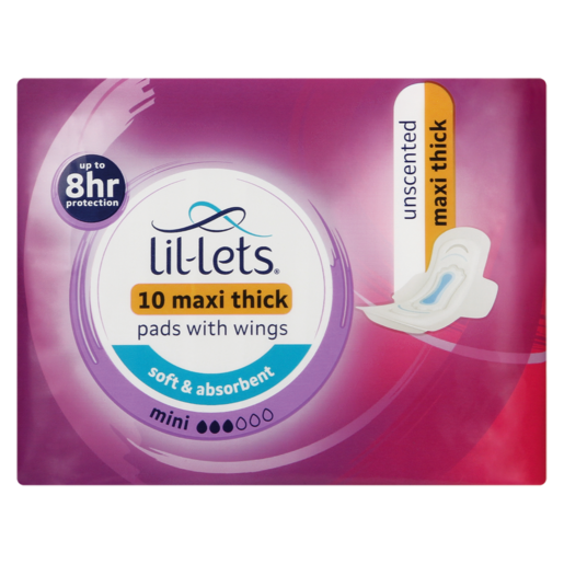 Lil-Lets Unscented Mini Winged Maxi Thick Pads 10 Pack